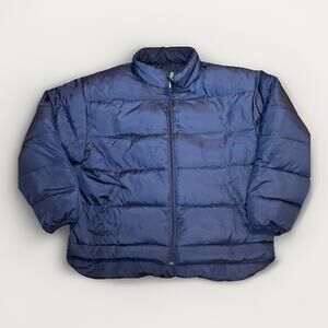 Cabela’s Goose Down Puffer Jacket XL Navy 650 Fill Stained 28x27 Read